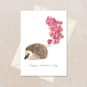 Leuke Valentijnskaart voor kinderen, Egel Valentijnskaart, Valentijnsdag Cadeau Ideeën voor haar, Wenskaart met Envelop, Aquarel Kaart Afdrukken