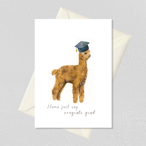 Graduation Card Grappig, Universiteit Graduation Gifts for Men, Aquarel Alpaca Card, Animal Pun Card, Cute Graduation Card voor haar, Lama