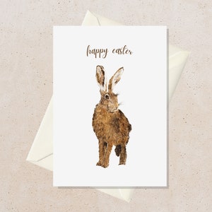 Carte de Pâques lapin pour papa, cadeau de Pâques pour homme, cartes de vacances de Pâques, cartes de Pâques faites à la main aquarelle, idées cadeaux de Pâques pour adultes, lièvre