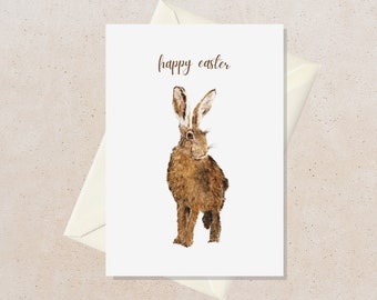 Bunny Easter Card for Dad, Easter Gift for Men, Easter Holiday Cards, Handmade Easter Cards Watercolor, Easter Gift Ideas for Adults, Hare