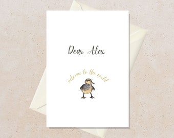 Personalised Baby Shower Card, Duck Card, Newborn Card, New Parents Gift, Baby Card Minimal, New Baby Card Personalized, Birth Gift for Mom