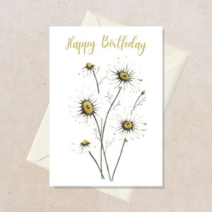 Cartão de feliz aniversário com flores, cartão de aniversário para irmã, cartão de aniversário com flor, cartões artesanais, cartão de aniversário floral, envelopes
