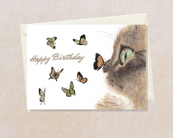 Biglietto di auguri di compleanno per gatti, regalo per proprietari di gatti, biglietto di auguri di buon compleanno per lei, biglietto per amanti dei gatti, regali di compleanno per amanti dei gatti, regalo per donne amanti dei gatti, per la mamma
