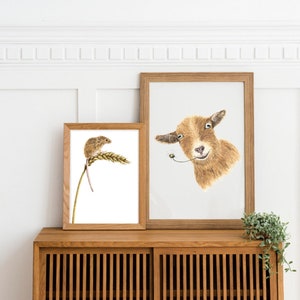 Goat Art, Christmas gifts for farmers, Woodland Animal Art Print, Room Decor Aesthetic Cottagecore, Farm Animals Decor, Birthday Gift for image 3