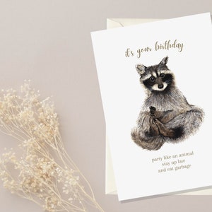 Grappige verjaardagskaart voor vriend, wasbeer verjaardagskaart zus, grappig cadeau voor broer, Happy Birthday Card grappig, grappige 21e verjaardagskaart
