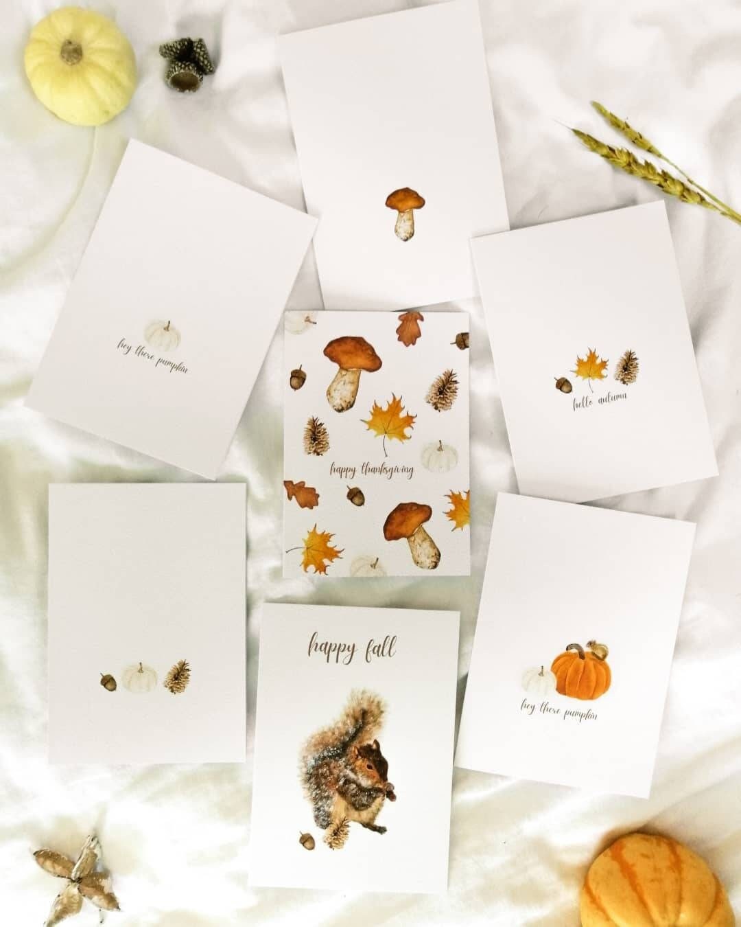 Autumn Greetings Card Set, Fall Cards Package, Fall Birthday Gift Set ...