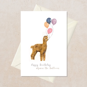 Cartão de aniversário Alpaca, cartão de feliz aniversário para uma criança, presente de aniversário para adolescente, cartões feitos à mão em aquarela, cartão de felicitações para filha