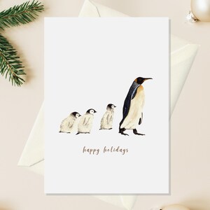 Biglietto di Natale unico con acquerello e adorabile pinguino, biglietto di auguri con pinguino stravagante, regali di Natale fatti a mano per i genitori, biglietto invernale