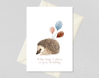 Birthday Card Hedgehog, Happy Birthday Card Husband, Birthday Gift for a Friend, Greetings Card with Envelopes, Watercolor Cards Prints