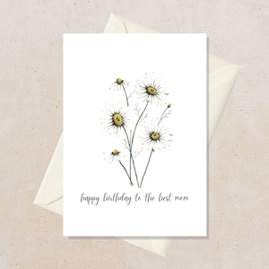 Cartão de aniversário floral, cartão de feliz aniversário para mãe, cartões de impressão artística, presente para mãe, jardinagem de aniversário, presente de aniversário para mãe e filha
