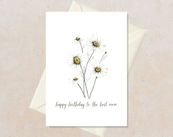 Floral Birthday Card, Happy Birthday Card for Mother, Art Print Cards, Gift for Mom Birthday Gardening, Birthday Gift for mom from daughter