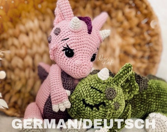 PDF DEUTSCHE Häkelanleitung für die Drachen "Elli & Elliot", Design von Nadelkunst.Handmade by Anne