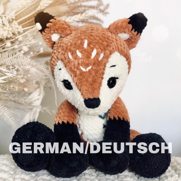 PDF DEUTSCHE Häkelanleitung für Fuchs "Finny", Design von Nadelkunst.Handmade by Anne