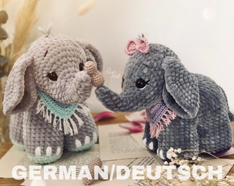 PDF DEUTSCHE Häkelanleitung für die Elefanten "Emil & Emmi", Design von Nadelkunst.Handmade by Anne