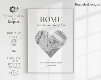 New home gift | Housewarming gift, Mothers Day gift, Family name print, Birthday gift for Mum,  Family tree, Home map poster