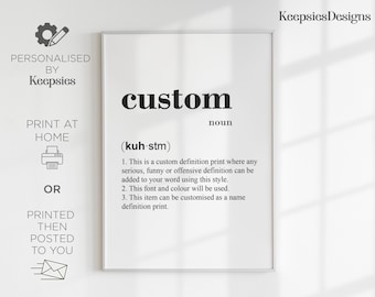 Personalised dictionary definition print | Custom meaning quote, Personalised name meaning definition, Custom definition poster, Custom word