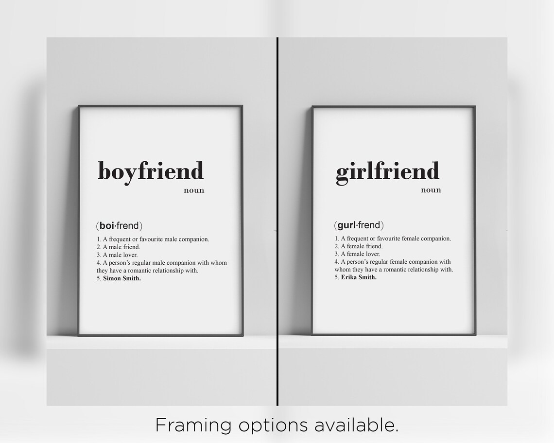 Personalised boyfriend girlfriend dictionary definition print Etsy