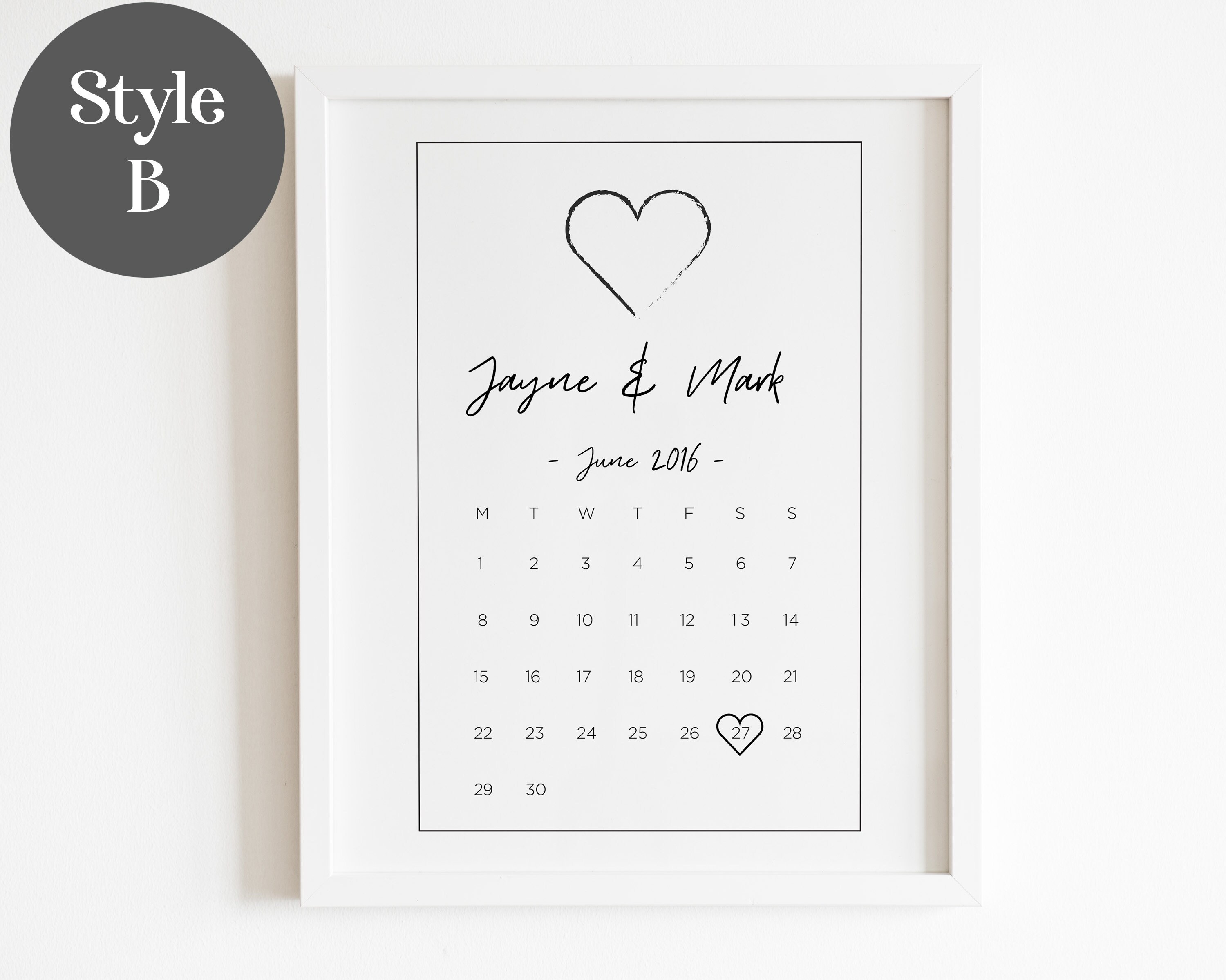 Personalisierte paar spezielle Datum Kalender Drucken  Etsy