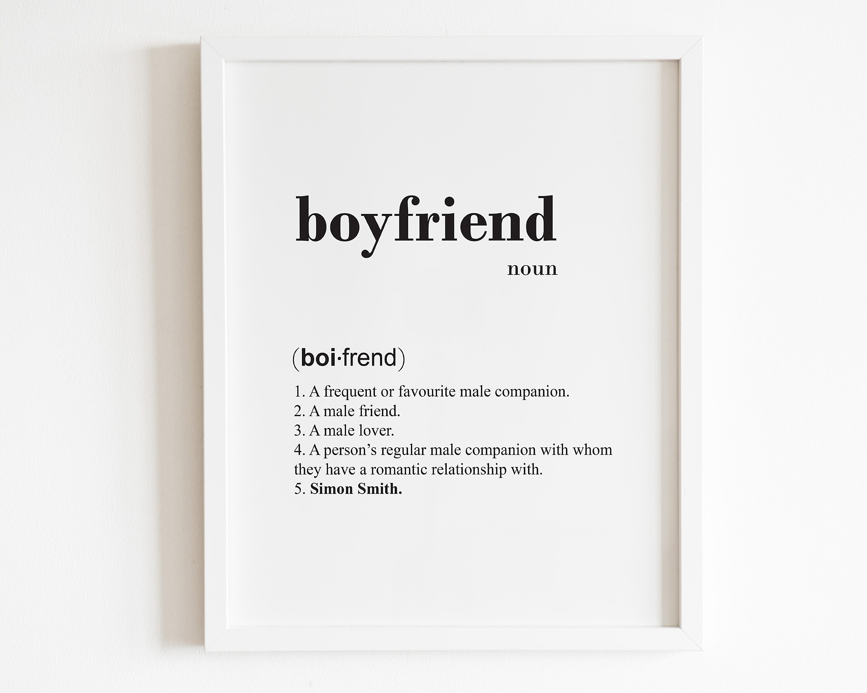 Personalised boyfriend girlfriend dictionary definition print Etsy