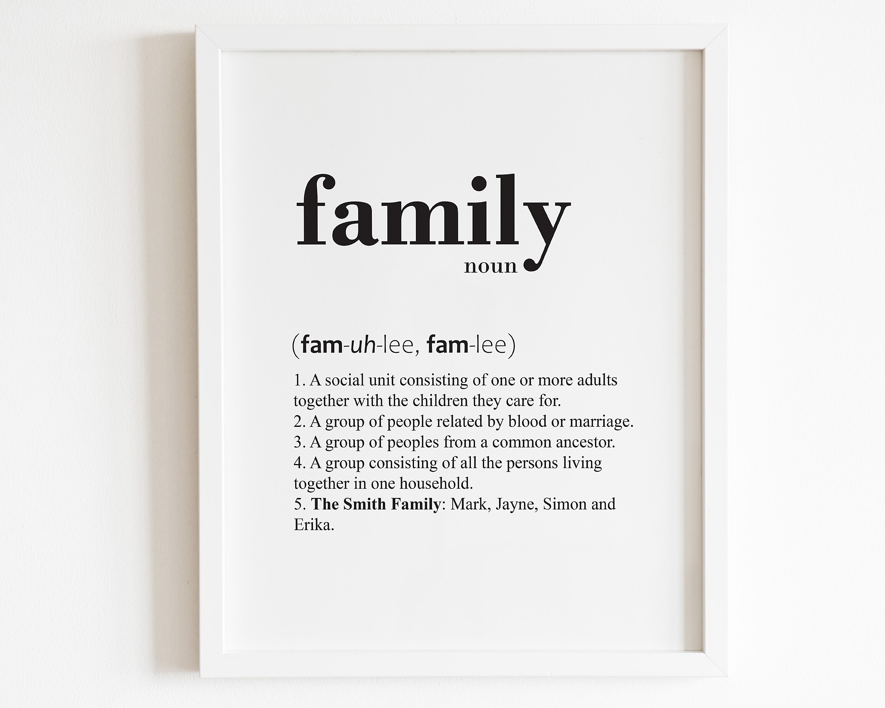 Personalised Family Dictionary Definition Print Mothers Day Gift