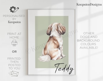 Custom dog portrait | Personalised pet gift print, Dog wall art poster, Present for dog lover, Dog illustration, Dog memorial remembrance
