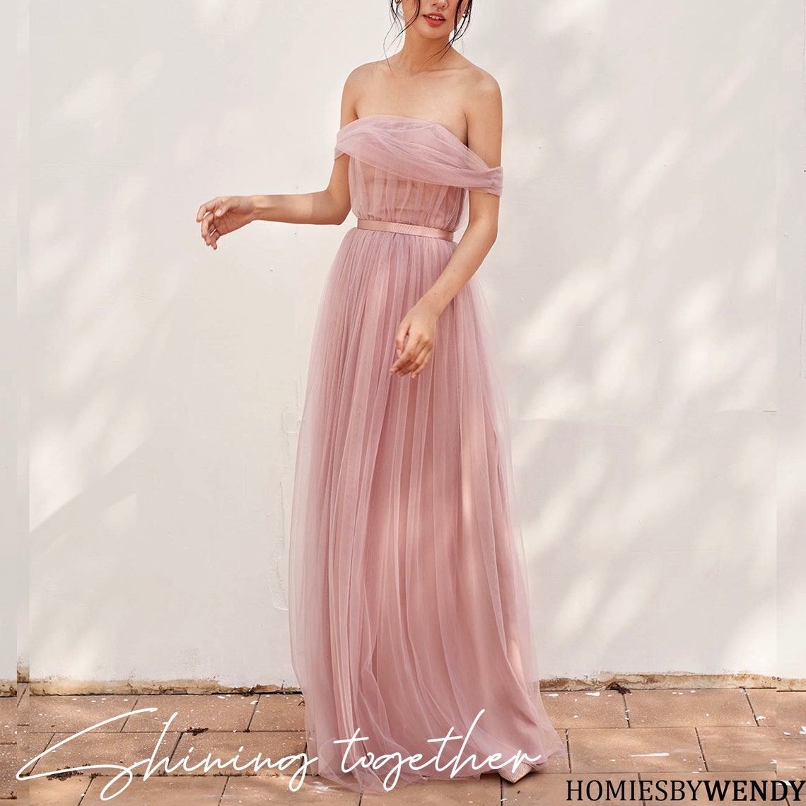 Infinity Bridesmaid dress with pink tulle Blush pink Etsy