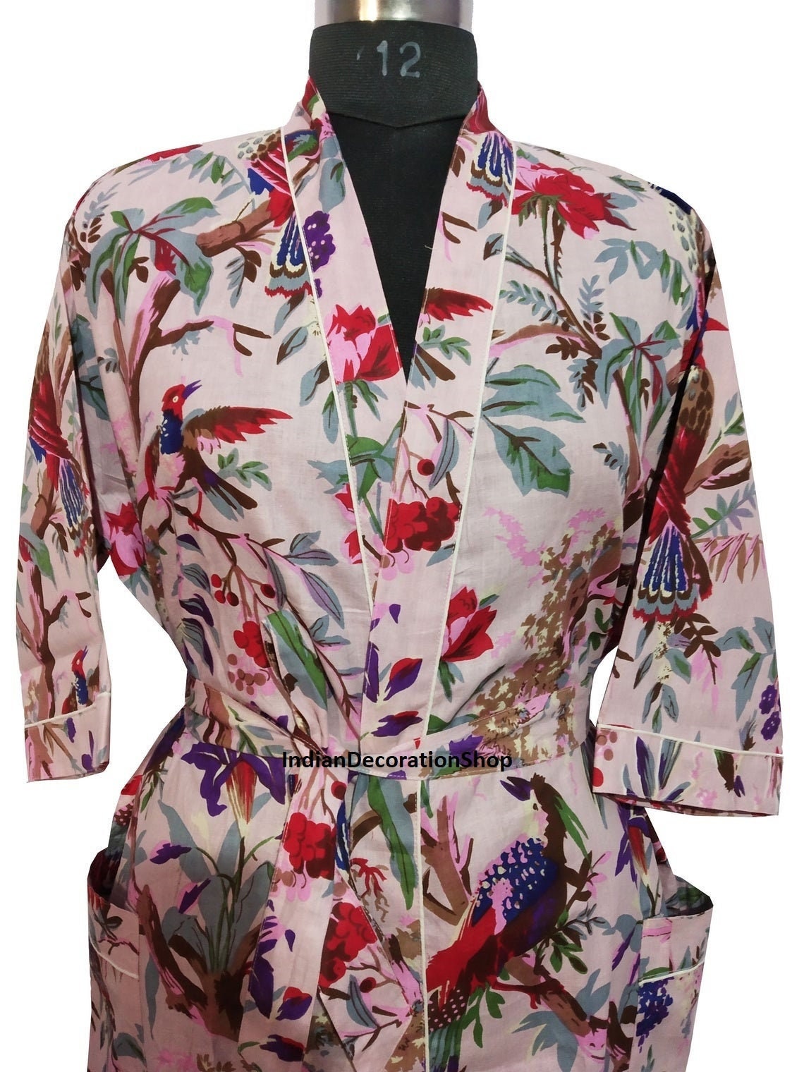 Cotton Kimono for Women Dressing Gown Multi Bird Printed Etsy