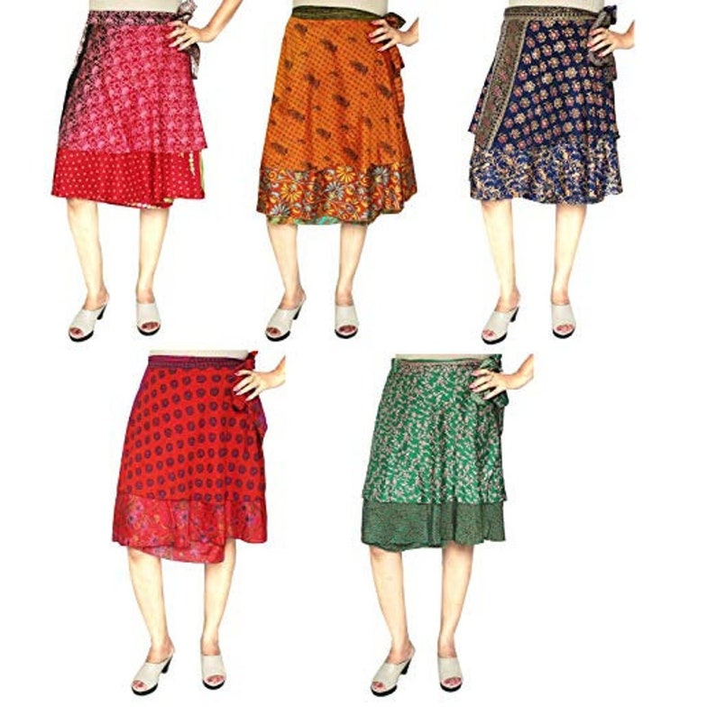 Buy 22 Inch Length Sari Silk Mini Wrap Skirts - Etsy