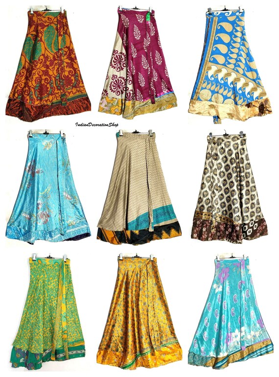 Indian Vintage Silk Wrap Skirts Wholesale Lot assorted - Etsy