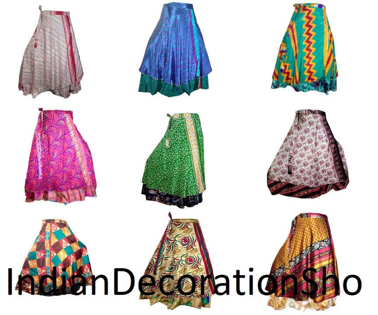 Indian Vintage Silk Wrap Skirts Wholesale Lot Assorted Etsy