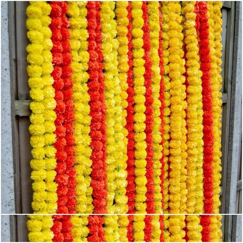 Artificial Marigold Flower Garlands Vine Wedding Indian Event Etsy