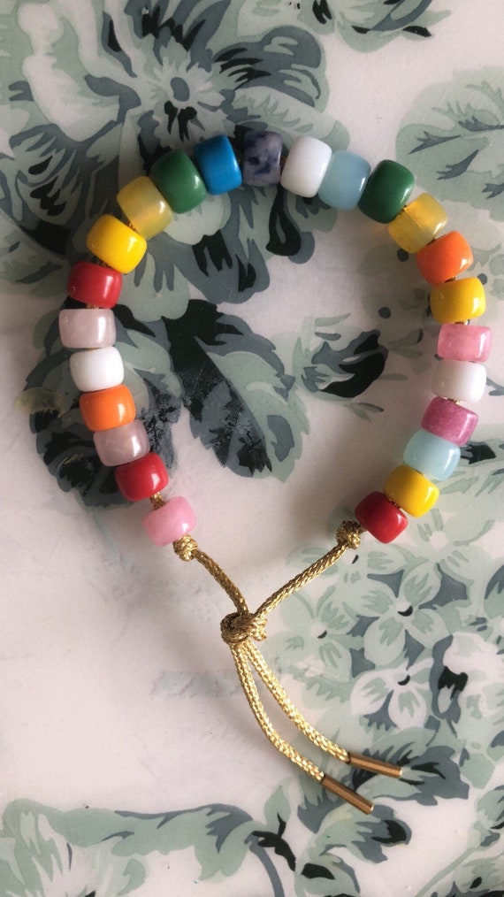 Candy bracelet Forte Bead Gemstone colourful Pony Bracelet Hand Tie on Cords 2021 Trend