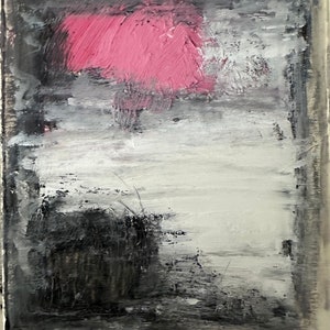 Pittura di arte contemporanea astratta dipinta a mano Mini stampa fatta a mano su carta ruvida matrimonio unico, arredamento grazioso regalo