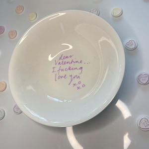 Tigela decorativa de porcelana branca rosa com carta de amor, pratos para servir café da manhã, tigela de mingau, eu te amo pra caralho, conjunto de 2