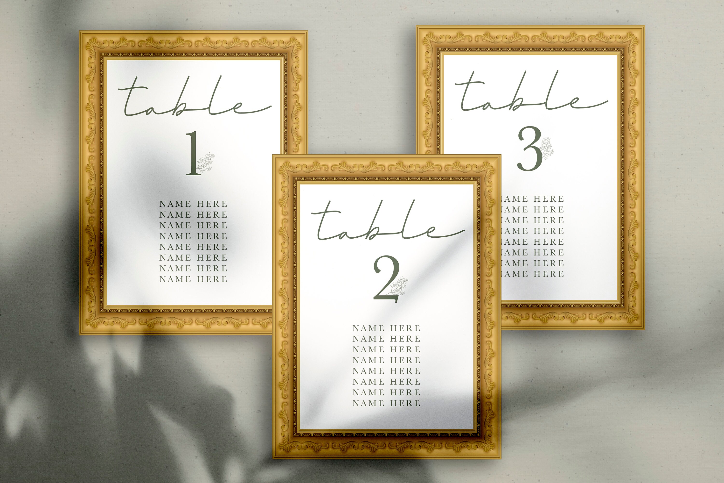 Table seating cards template - free picture