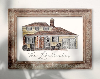 Custom Watercolor Home Portrait, 8×10 Print, Personalized House Illustration, Realtor Gift, New Home Wall Art