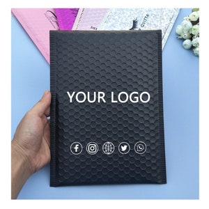 Sobres publicitarios de burbujas negros personalizados con logotipo impreso, sobres acolchados, almacenamiento de mensajería, bolsas postales, embalaje de joyería de regalo, sobres acolchados protectores