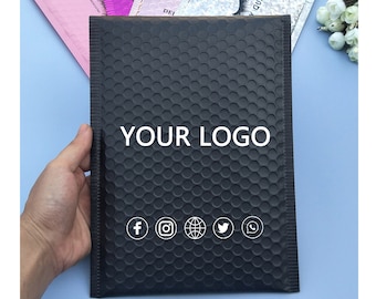 Buste postali a bolle nere personalizzate con logo stampato, buste imbottite, buste postali per deposito corriere, confezioni regalo per gioielli, buste imbottite protettive