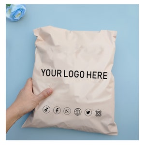 Beige Bolsas de envío con logotipo, personalizar su diseño autosellante bolsas de correo Embalaje Envío Embalaje Sobres de embalaje, bolsa de envío con su logotipo