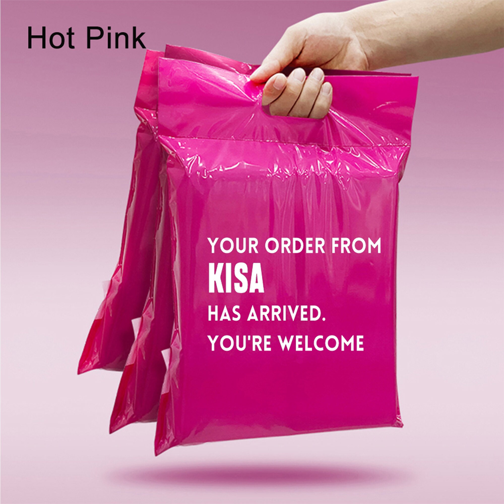 50pcs Custom Poly Mailers With Handle Custom Handle Shipping Etsy