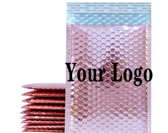 50PCS Bubble Mailers in oro rosa, buste imbottite, stoccaggio del corriere Borse postali Confezione regalo Buste imbottite protettive, buste a bolla