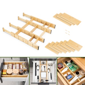 Wholesale Custom Expandable Adjustable Bamboo Underwear Kitchen Organizer  Organiser Drawer Divider - China Drawer Divider and Bamboo Drawer Divider  price