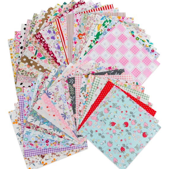 50 Pack Quilting Fabric Squares 8 X 8 Precut Craft Fabric Etsy