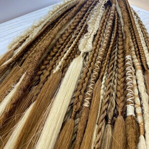 Boho style synthetic braids  with loose ends, hair extensions, blonde ombre de dreadlocks