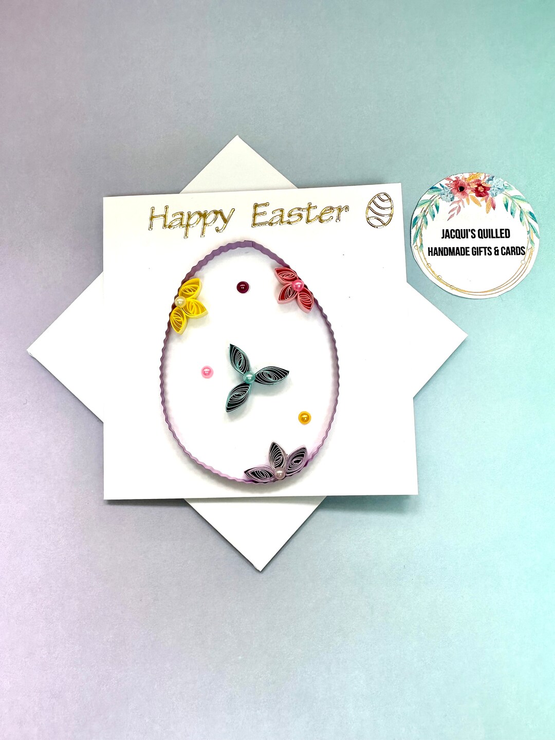 Handmade Quilling Easter Egg Card Multicoloured Flowers Etsy