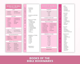 Pink Books of the Bible Printable Bookmarks | Bible Study Bookmarks | Old and New Testament Reference | Christian Printable PDF