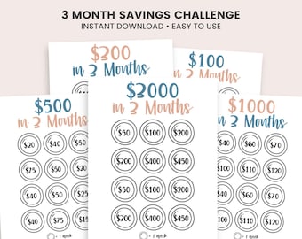 3 Month Savings Challenge Printable, Money Saving Tracker PDF, Savings Goal Challenge, Budget Planner Insert, Cash Savings Tracker