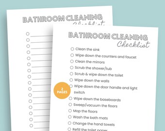 Bathroom Cleaning Checklist Printable, Bathroom Cleaning Schedule, Home Cleaning Checklist, Cleaning Planner Insert, Home Organizer