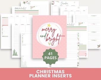 Christmas Planner Inserts Printable, Holiday Planner Pages, November and December Calendar, Checklist, Notes, Christmas Organizer