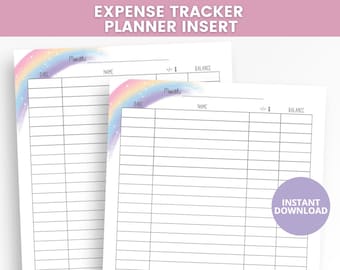 Expense Tracker Printable, Monthly Budget Tracker, Planner Insert, Finance Log Sheet, Money Tracker, Printable Planner Pages